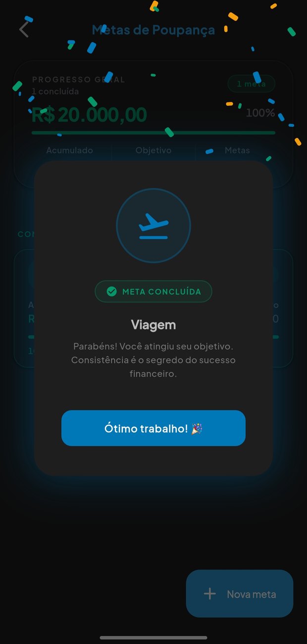 Meta de poupança com progresso