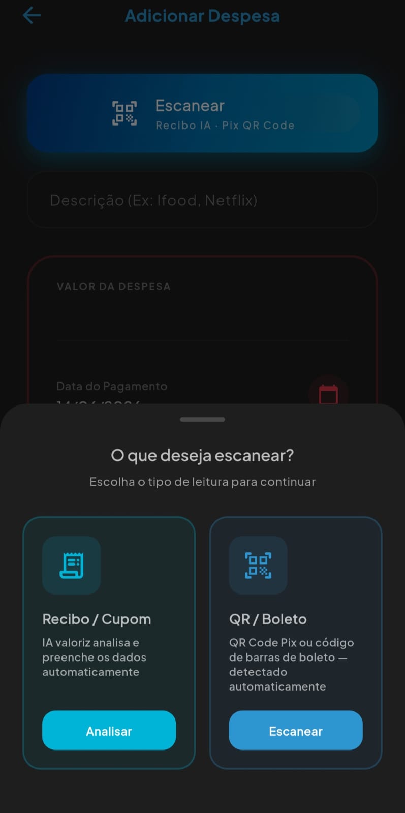 Scanner de recibo com IA